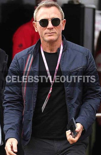 Daniel Craig No Time To Die James Bond Biker Puffer Jacket