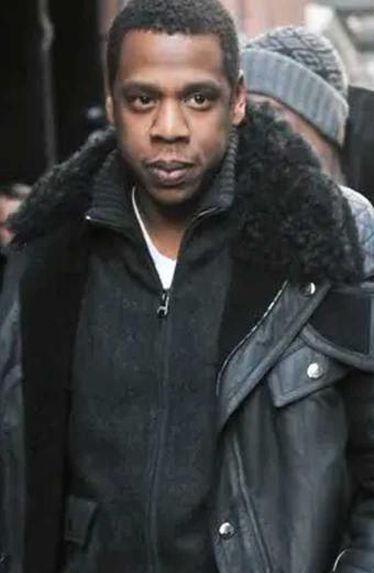 Casual Mens Jay Z Street Style Fur Collar Black Leather Jacket
