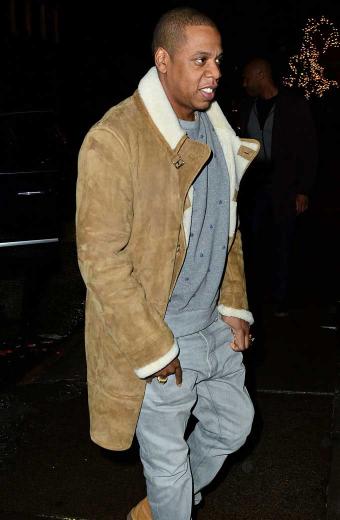 Mens Jay Z Street Casual Brown Suede Leather Shearling Jacket