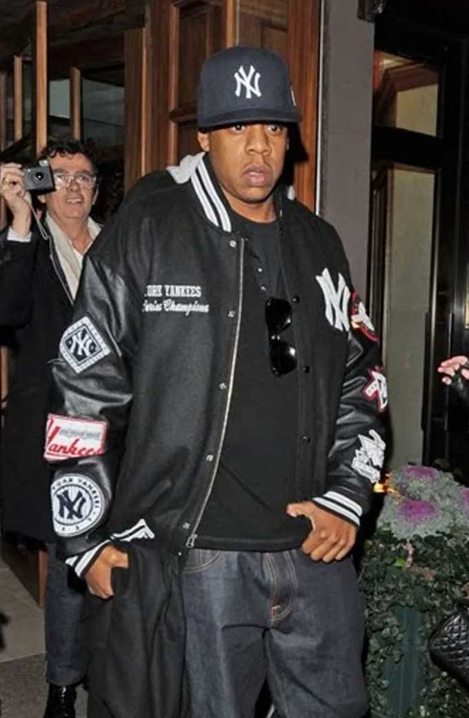 Mens Jay Z Street Casual Bomber Black Fleece Varsity Jacket