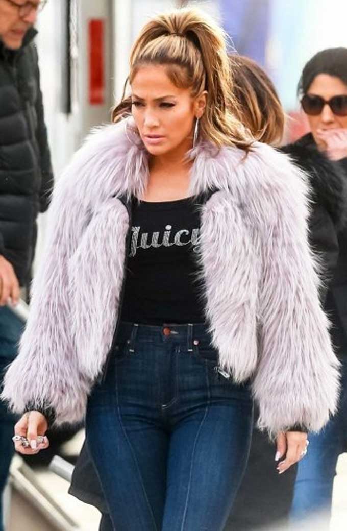 Jennifer Lopez Casual Purple Jacket