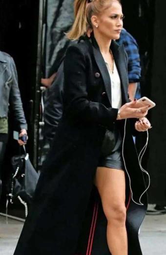 Jennifer Lopez Kat Valdez Marry Me Black Wool Long Trench Coat