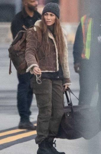 The Mother TV Series Jennifer Lopez Brown Corduroy Fur Jacket