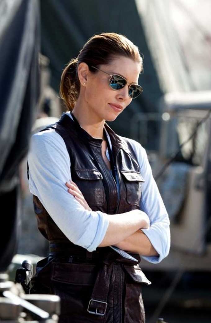 The A-Team Jessica Biel Charissa Sosa Belted Leather Vest