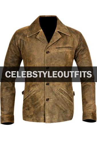 Johnny Depp Vintage Biker Distressed Brown Leather Jacket