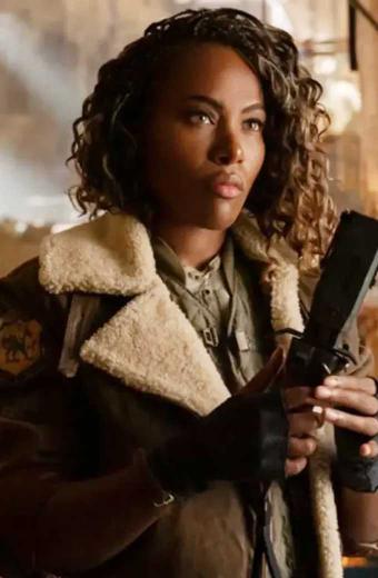 Kayla Watts Jurassic World DeWanda Wise Brown Leather Jacket