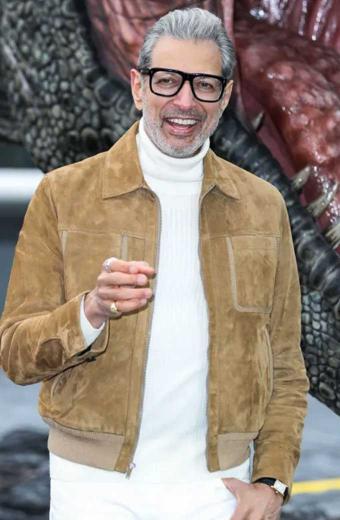 Jeff Goldblum Jurassic World Ian Malcolm Brown Suede Jacket