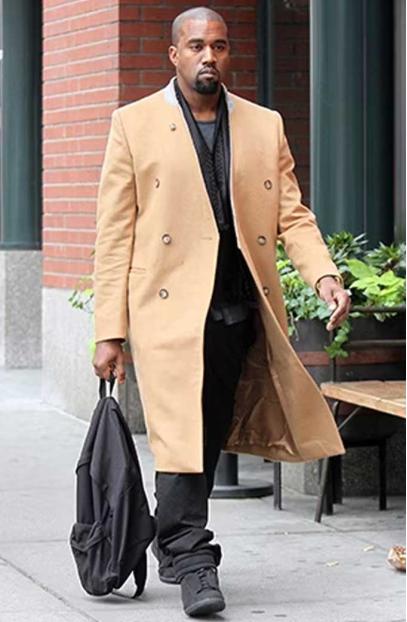 Casual Mens Kanye Omari West Camel Brown Wool Long Coat kanye-west-casual-long-coat