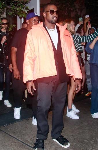 Kanye Omari West Mens Orange Bomber Parachute Puffer Jacket