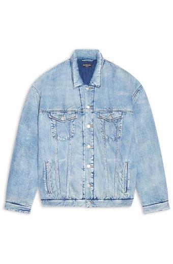 Mens Kanye Omari West Balenciaga Bomber Blue Denim Jacket