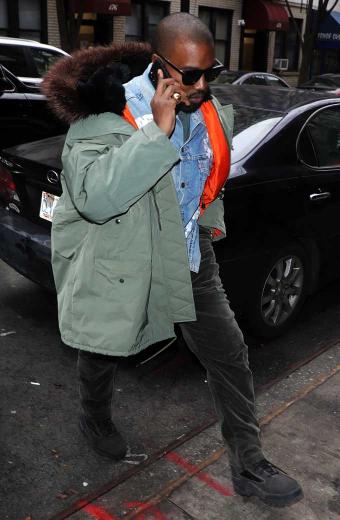 Mens Kanye Omari West Casual Green Parachute Fur Hooded Coat