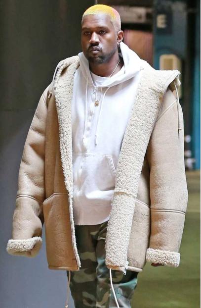 Mens Kanye Omari West Beige Leather Shearling Hooded Jacket kanye-omari-west-hooded-jacket