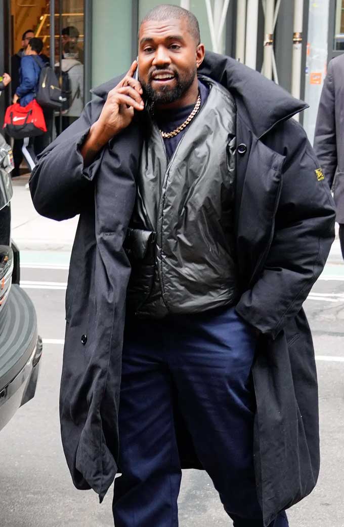 Kanye Omari West Mens Bomber Black Parachute Puffer Coat