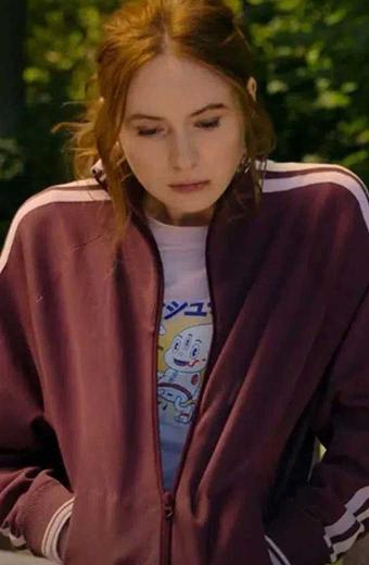 Sam Gunpowder Milkshake Karen Gillan Maroon Fleece Jacket