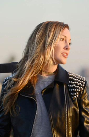 Casual Katie Cassidy Street-Style Studded Black Leather Jacket