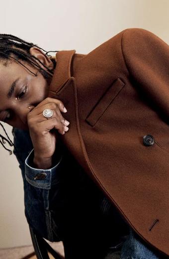 Mens GQ Kendrick Lamar Casual Brown Wool Long Trench Coat