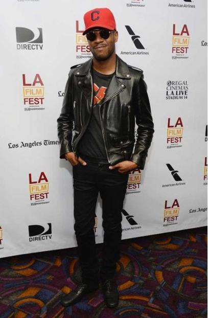 Mens Casual Kid Cudi LA Film Fest Biker Black Leather Jacket la-film-festival-kid-cudi-jacket