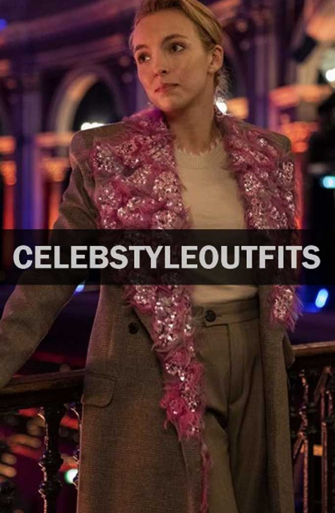 Villanelle Killing Eve Jodie Comer Brown Floral Trench Coat