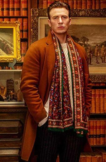 Knives Out Ransom Drysdale Chris Evans Brown Wool Long Coat