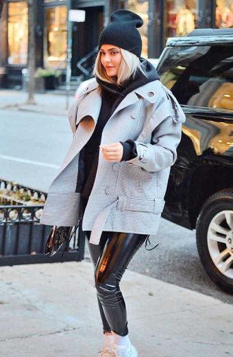 Womens Kylie Jenner Street Style Casual Grey Cotton Jacket