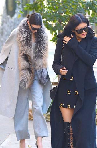 Womens Kylie Jenner Street Casual Black Wool Long Trench Coat