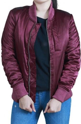 Nancy McKenna Jessica Alba LAs Finest Maroon Bomber Jacket