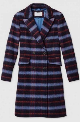 Lizzie Saltzman Legacies Jenny Boyd Burgundy Plaid Wool Coat
