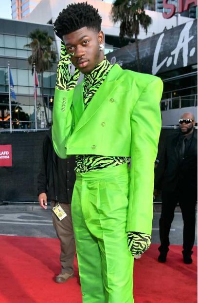 American Music Awards Lil Nas X Cropped Green Trench Blazer lil-nas-x-american-music-awards-blazer