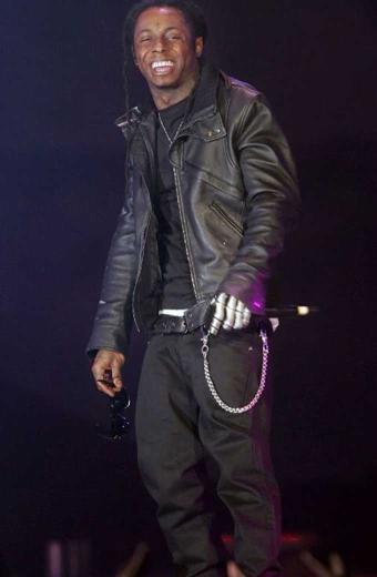 Lil Wayne Newark Symphony Hall Biker Black Leather Jacket