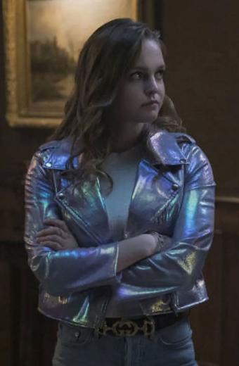 Hallea Jones Eden Hawkins Locke And Key Silver Leather Jacket