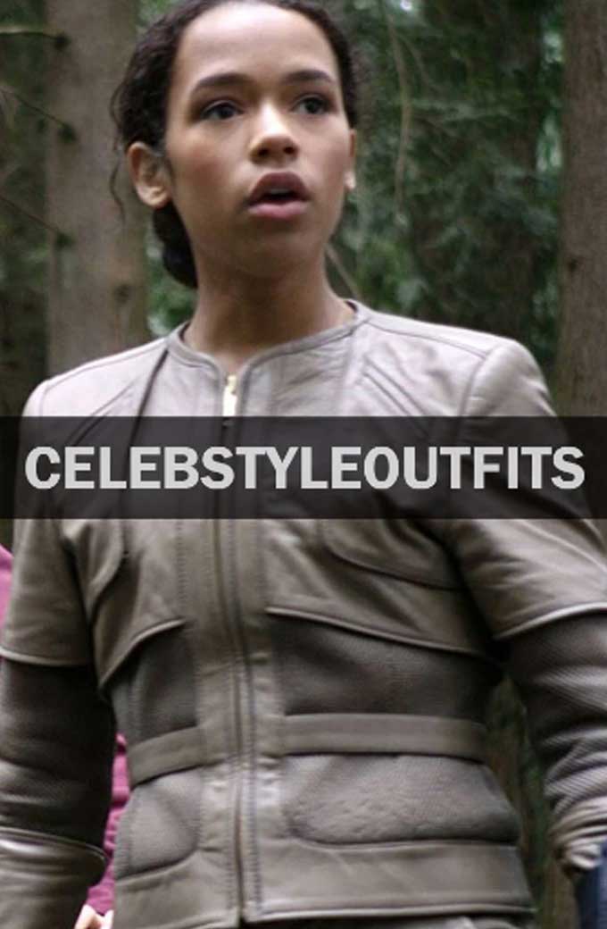 Lost In Space Taylor Russell Off White Leather Jacket