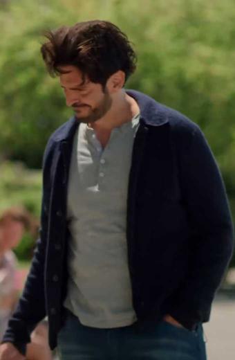 Dax Jonathan Cherry Love for Starters Bomber Blue Wool Jacket