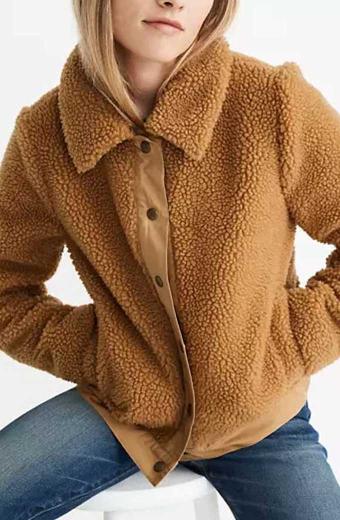 Darby Carter Anna Kendrick Love Life Brown Sherpa Jacket