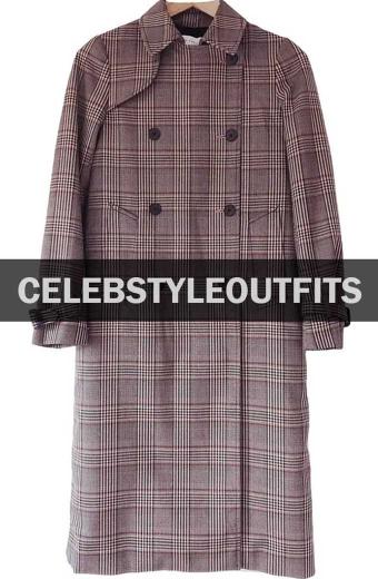 Lucifer Lauren German Chloe Decker Grey Plaid Wool Trench Coat