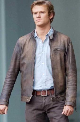 MacGyver Lucas Till Angus Brown Distressed Leather Jacket