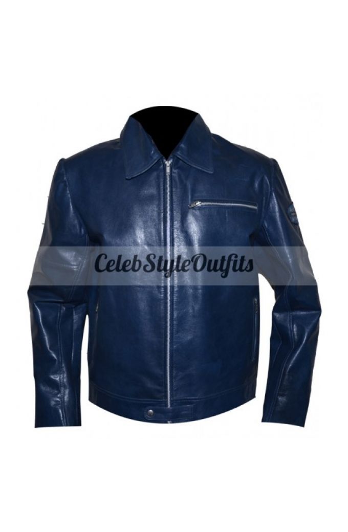 Tobey Need For Speed Aaron Paul Blue Leather Jacket