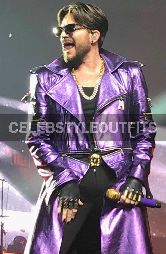 Adam Lambert Shiny Purple Outstanding Leather Jacket