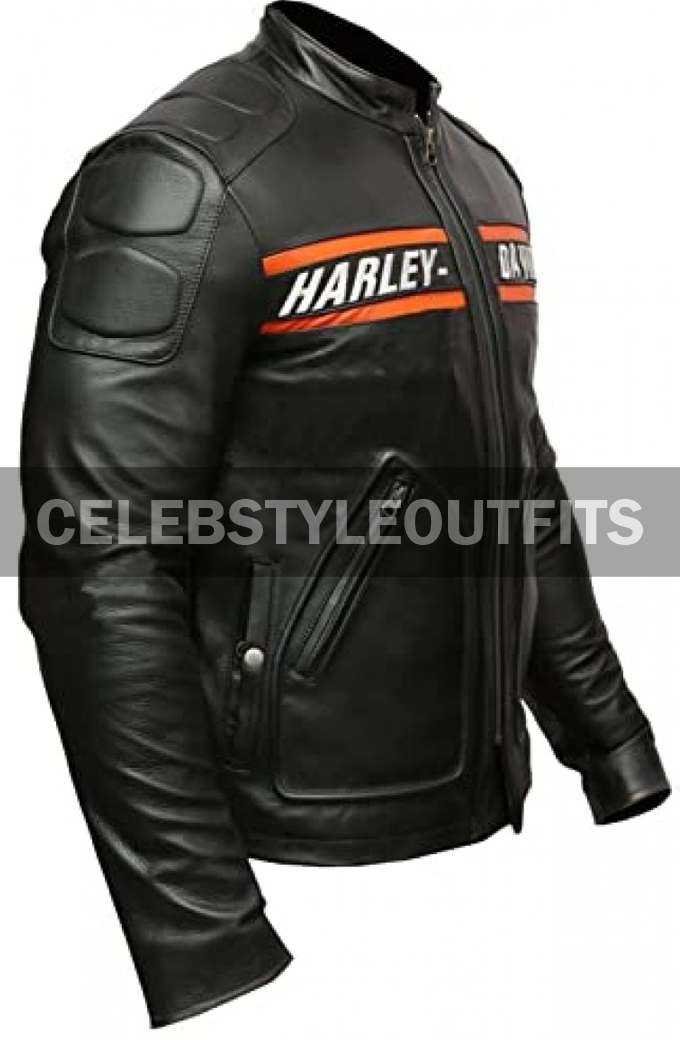 Bill Goldberg Harley Davidson Motorcycle Black Leather Jacket