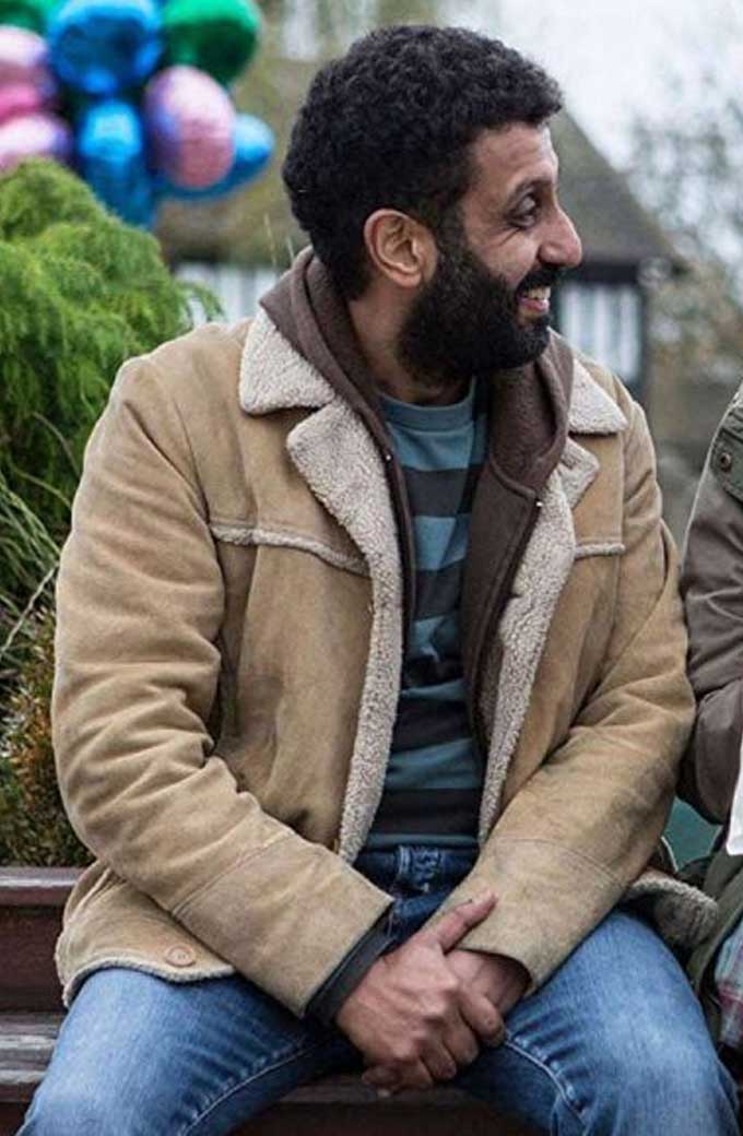 Back To Life Adeel Akhtar Beige Suede Jacket