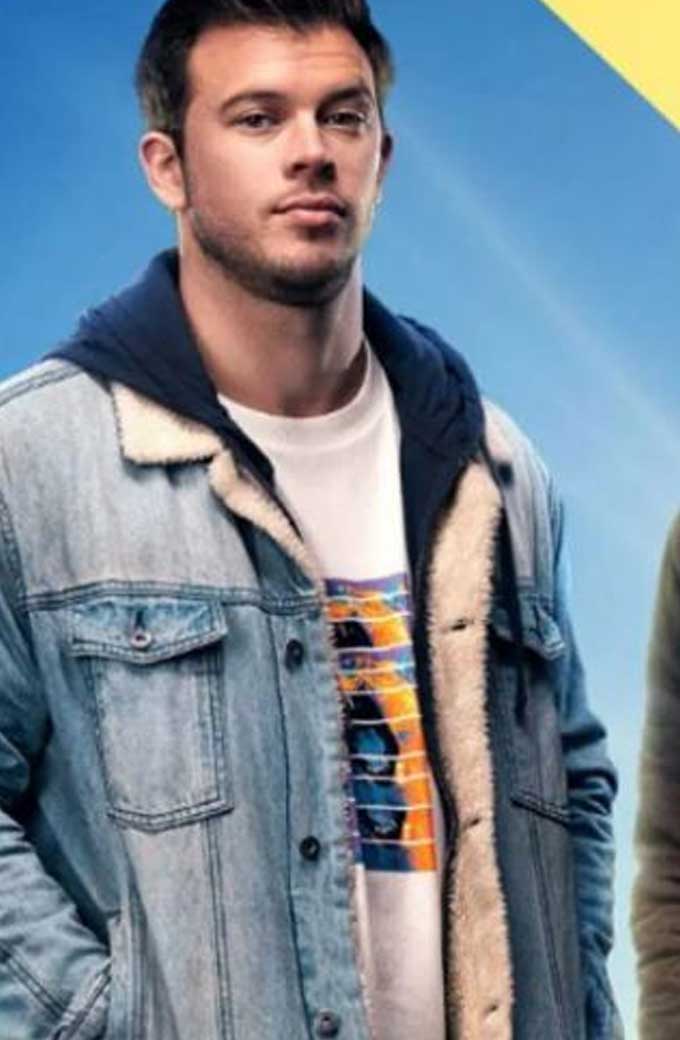 The Now Jimmy Tatro Blue Denim And Shearling Jacket