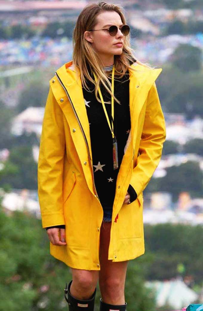 Margot Robbie Casual Yellow Coat