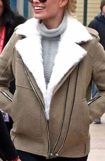 Margot Robbie Casual Womens Street Style Asymmetrical Jacket