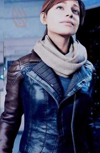 Sara Ryder Mass Effect Biker Black Cosplay Leather Jacket