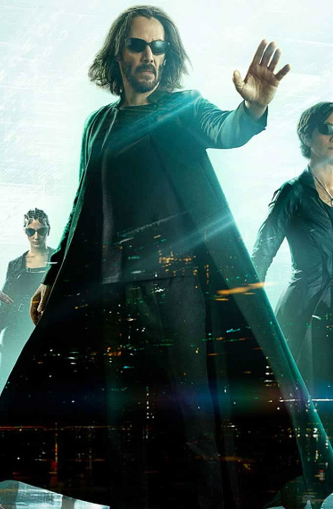 The Matrix Resurrections Keanu Reeves Neo Black Wool Long Coat