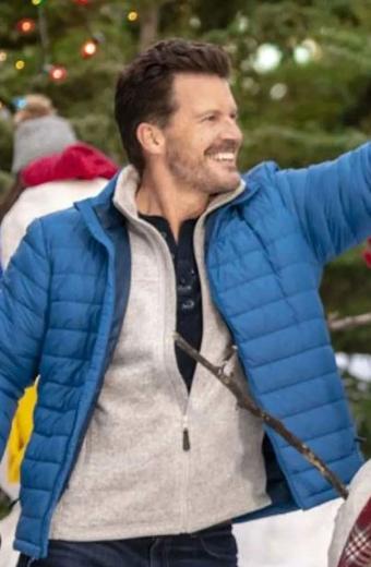 Mark Deklin Meet Me at Christmas Beau Blue Puffer Jacket