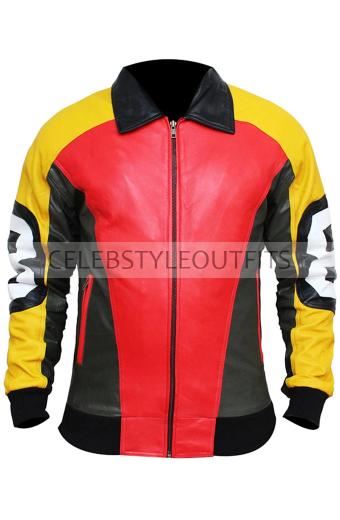 Michael Hoban 8 Ball Red Leather Bomber Jacket