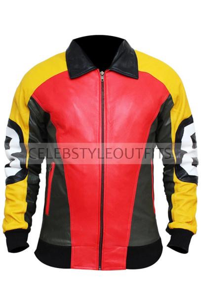 Patrick Warburton 8 Ball Michael Hoban Red Leather Jacket 8ball-michael-hoban-bomber-jacket