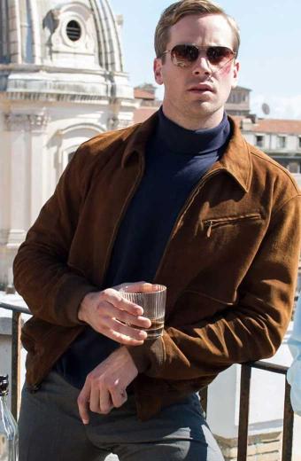 The Man From Uncle Armie Hammer Suede Bomber Jacket
