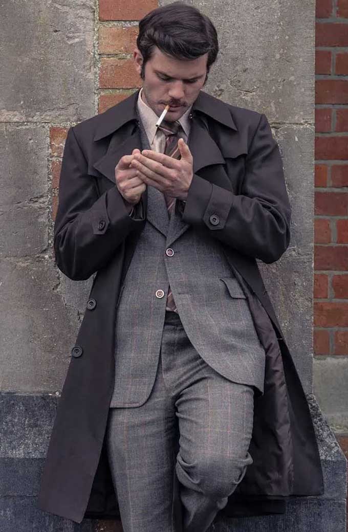 DS Charles Masterson Dalgliesh Jeremy Irvine Grey Trench Coat
