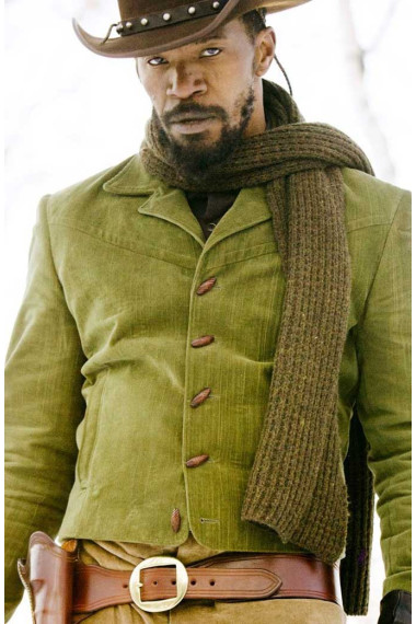 Jamie Foxx Django Unchained Toggle Closure Green Cotton Coat